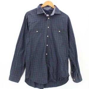 LOCHLANE Shirt Mens Blue Plaid Button Down Long Sleeve Collared Cotton Large L